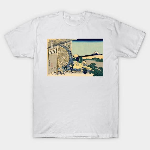 Watermill at Onden - Katsushika Hokusai T-Shirt by themasters